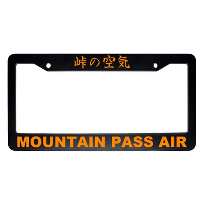 Mountain Pass Air ABS Black Plastic Kanji Japanese License Plate Frame - Orange Text