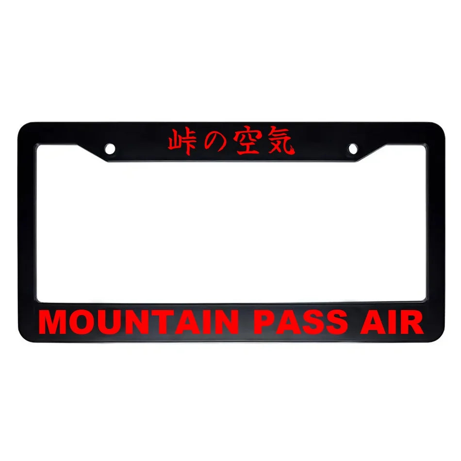 Mountain Pass Air ABS Black Plastic Kanji Japanese License Plate Frame - Red Text