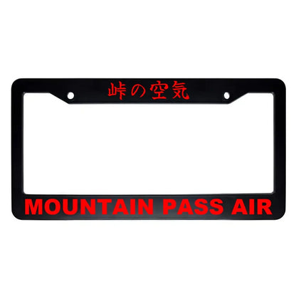 Mountain Pass Air ABS Black Plastic Kanji Japanese License Plate Frame - Red Text