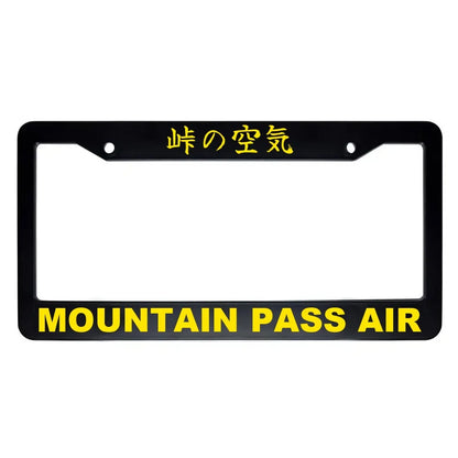 Mountain Pass Air ABS Black Plastic Kanji Japanese License Plate Frame - Yellow Text