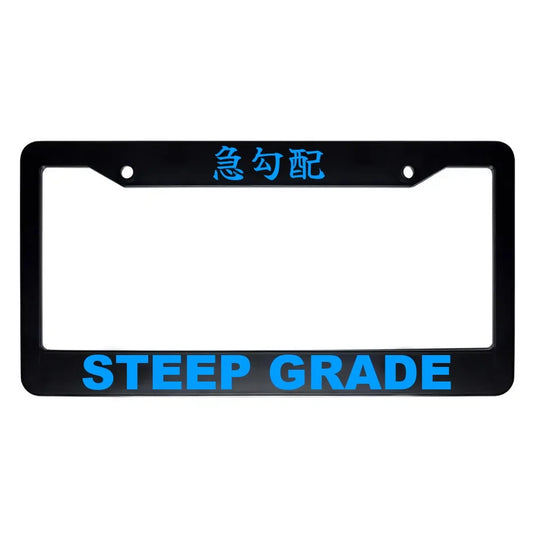 Steep Grade ABS Black Plastic Kanji Japanese License Plate Frame - Blue Text