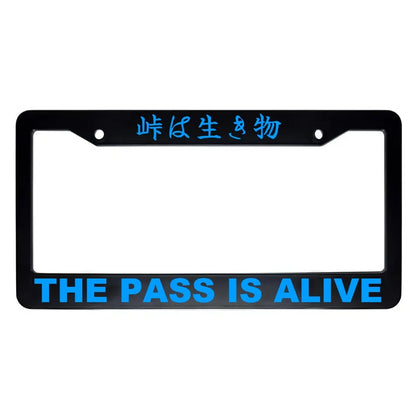 The Pass Is Alive ABS Black Plastic Kanji Japanese License Plate Frame - Blue Text