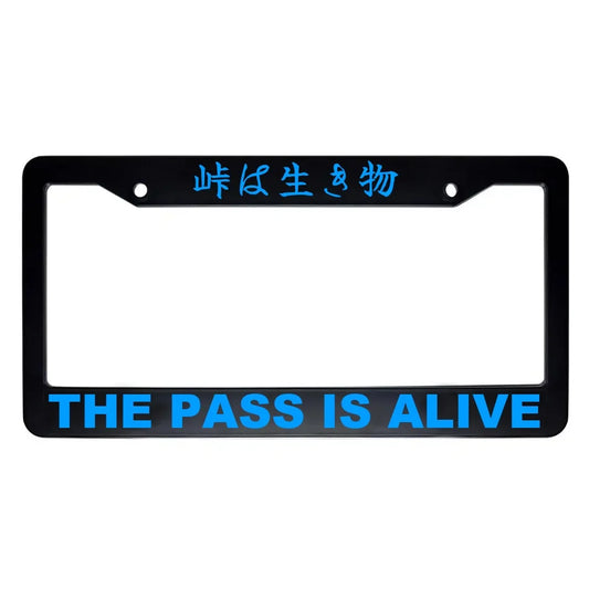 The Pass Is Alive ABS Black Plastic Kanji Japanese License Plate Frame - Blue Text