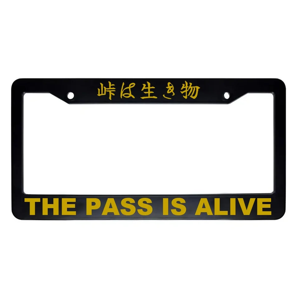 The Pass Is Alive ABS Black Plastic Kanji Japanese License Plate Frame - Gold Text