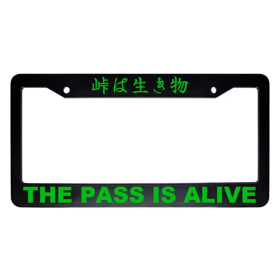 The Pass Is Alive ABS Black Plastic Kanji Japanese License Plate Frame - Green Text