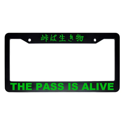 The Pass Is Alive ABS Black Plastic Kanji Japanese License Plate Frame - Green Text