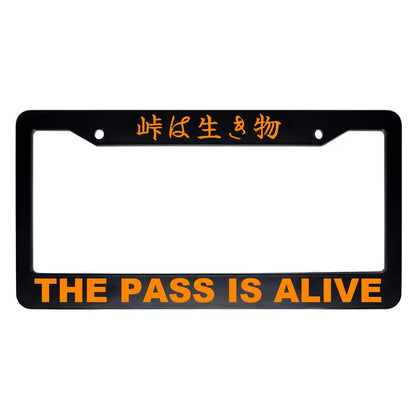 The Pass Is Alive ABS Black Plastic Kanji Japanese License Plate Frame - Orange Text