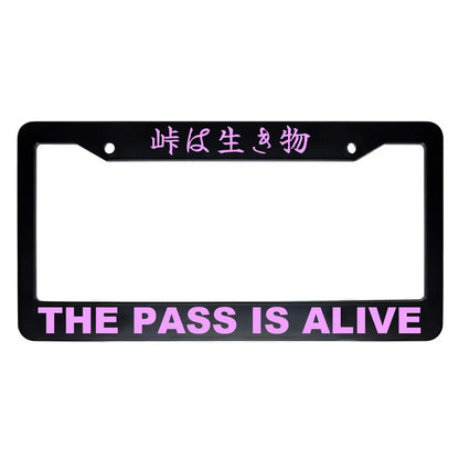 The Pass Is Alive ABS Black Plastic Kanji Japanese License Plate Frame - Pink Text