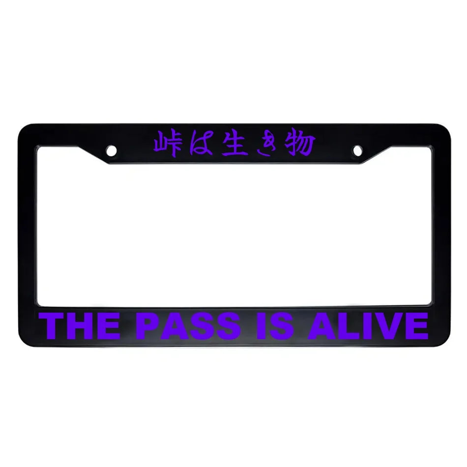 The Pass Is Alive ABS Black Plastic Kanji Japanese License Plate Frame - Purple Text