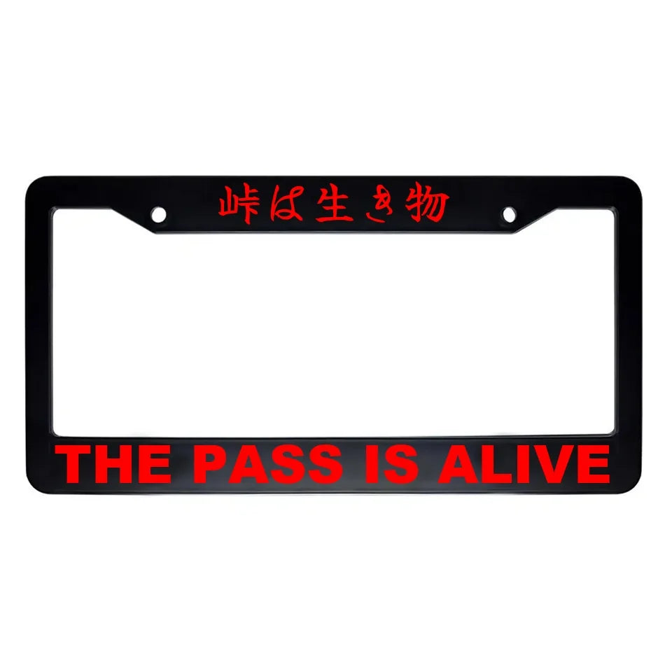 The Pass Is Alive ABS Black Plastic Kanji Japanese License Plate Frame - Red Text