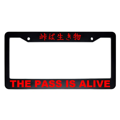 The Pass Is Alive ABS Black Plastic Kanji Japanese License Plate Frame - Red Text