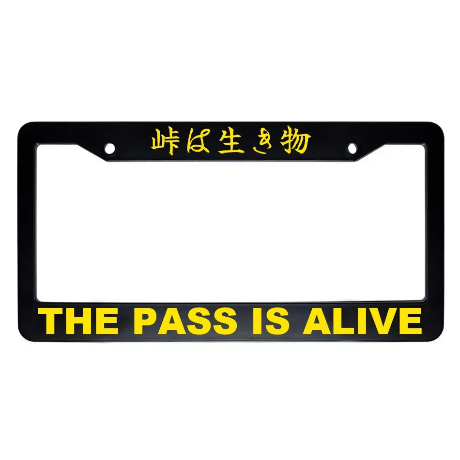 The Pass Is Alive ABS Black Plastic Kanji Japanese License Plate Frame - Yellow Text