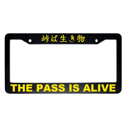 The Pass Is Alive ABS Black Plastic Kanji Japanese License Plate Frame - Yellow Text
