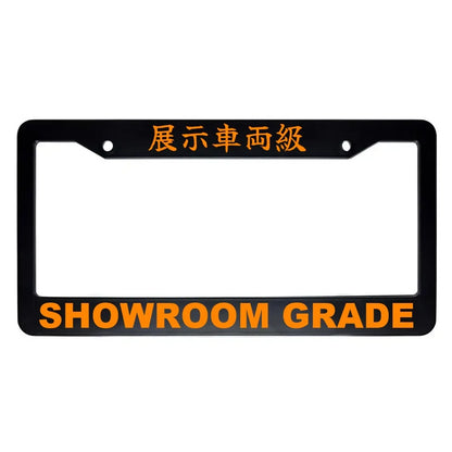 Showroom Grade ABS Black Plastic Kanji Japanese License Plate Frame - Orange Text