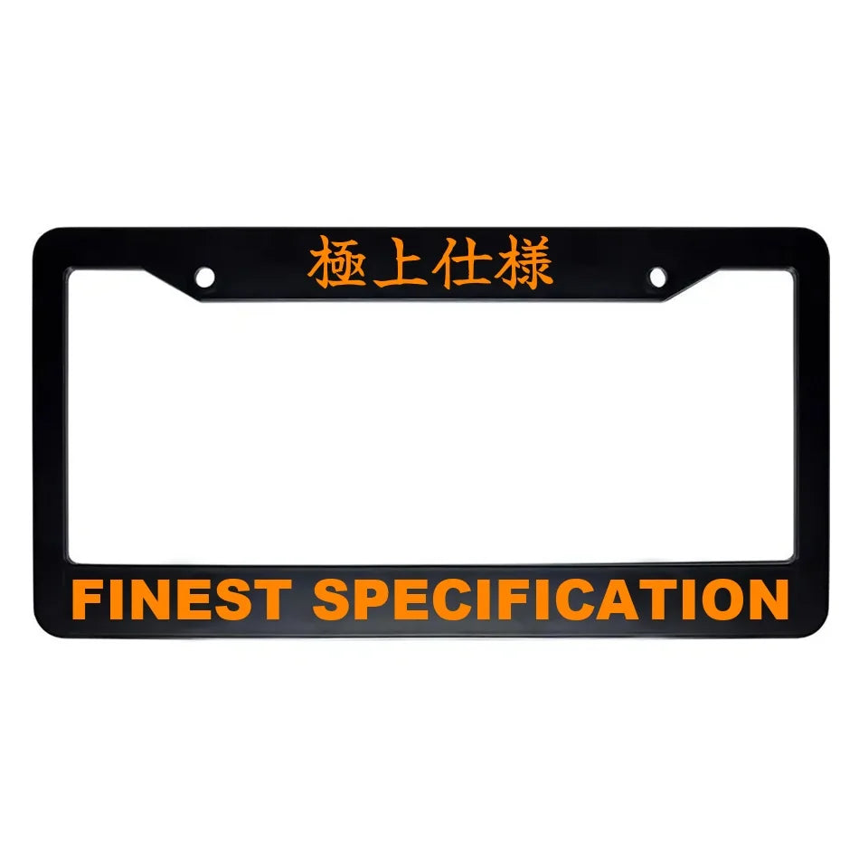 Finest Specification ABS Black Plastic Kanji Japanese License Plate Frame - Orange Text
