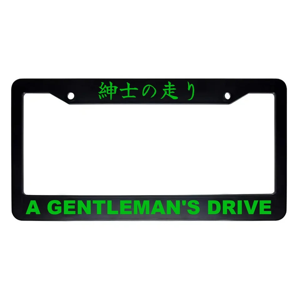 A Gentleman's Drive ABS Black Plastic Kanji Japanese License Plate Frame - Green Text
