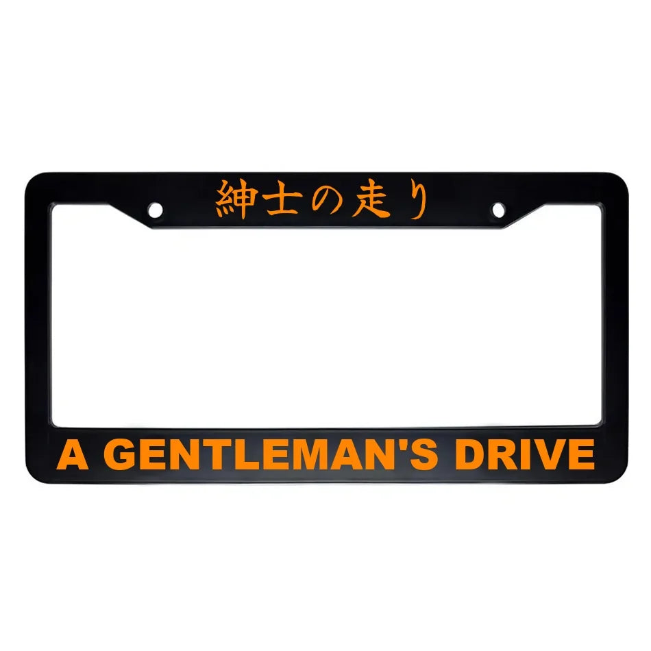 A Gentleman's Drive ABS Black Plastic Kanji Japanese License Plate Frame - Orange Text