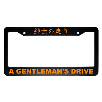 A Gentleman's Drive ABS Black Plastic Kanji Japanese License Plate Frame - Orange Text