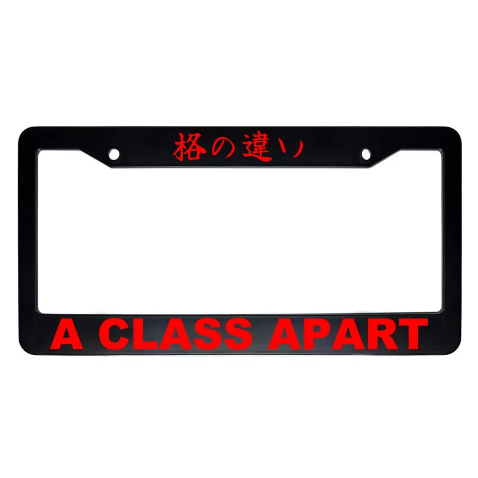 A Class Apart ABS Black Plastic Kanji Japanese License Plate Frame - Red Text