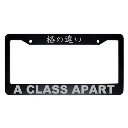 A Class Apart ABS Black Plastic Kanji Japanese License Plate Frame - Silver Text