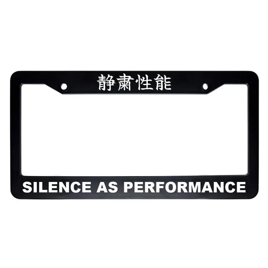 Silence as Performance ABS Black Plastic Kanji Japanese License Plate Frame - White Text