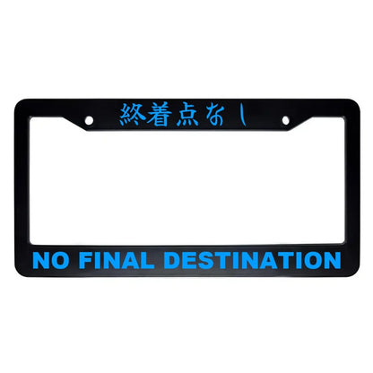 No Final Destination ABS Black Plastic Kanji Japanese License Plate Frame - Blue Text