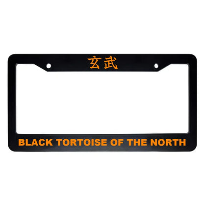 Black Tortoise of the North ABS Black Plastic Kanji Japanese License Plate Frame - Orange Text