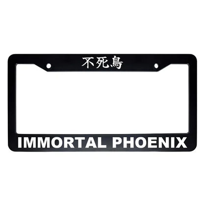 Immortal Phoenix ABS Black Plastic Kanji Japanese License Plate Frame - White Text