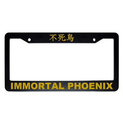 Immortal Phoenix ABS Black Plastic Kanji Japanese License Plate Frame - Gold Text