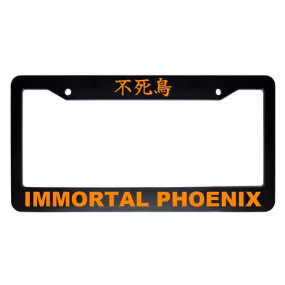 Immortal Phoenix ABS Black Plastic Kanji Japanese License Plate Frame - Orange Text