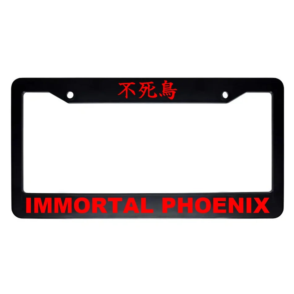 Immortal Phoenix ABS Black Plastic Kanji Japanese License Plate Frame - Red Text