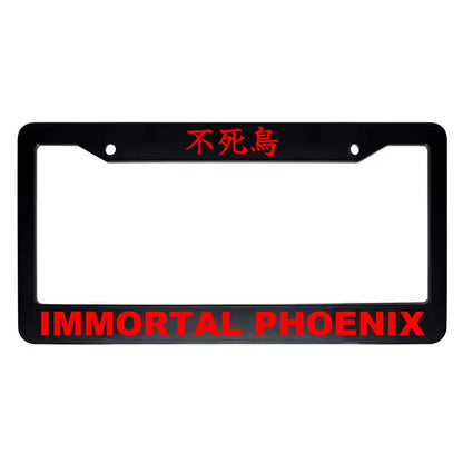 Immortal Phoenix ABS Black Plastic Kanji Japanese License Plate Frame - Red Text