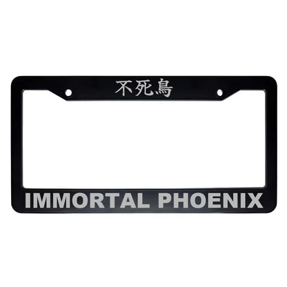 Immortal Phoenix ABS Black Plastic Kanji Japanese License Plate Frame - Silver Text