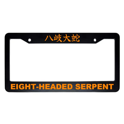 Eight-headed Serpent ABS Black Plastic Kanji Japanese License Plate Frame - Orange Text