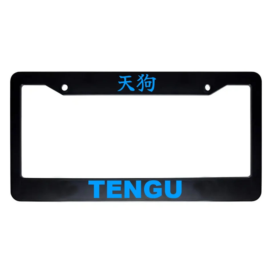 Tengu ABS Black Plastic Kanji Japanese License Plate Frame - Blue Text