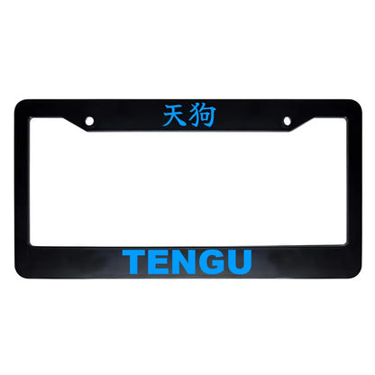 Tengu ABS Black Plastic Kanji Japanese License Plate Frame - Blue Text