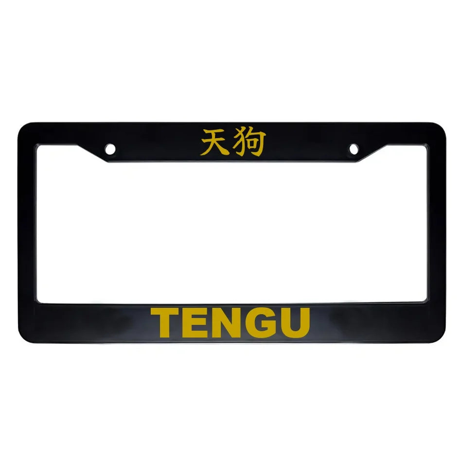 Tengu ABS Black Plastic Kanji Japanese License Plate Frame - Gold Text