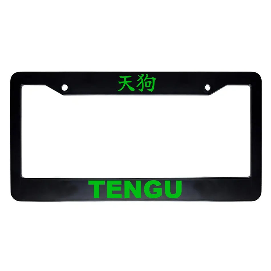 Tengu ABS Black Plastic Kanji Japanese License Plate Frame - Green Text