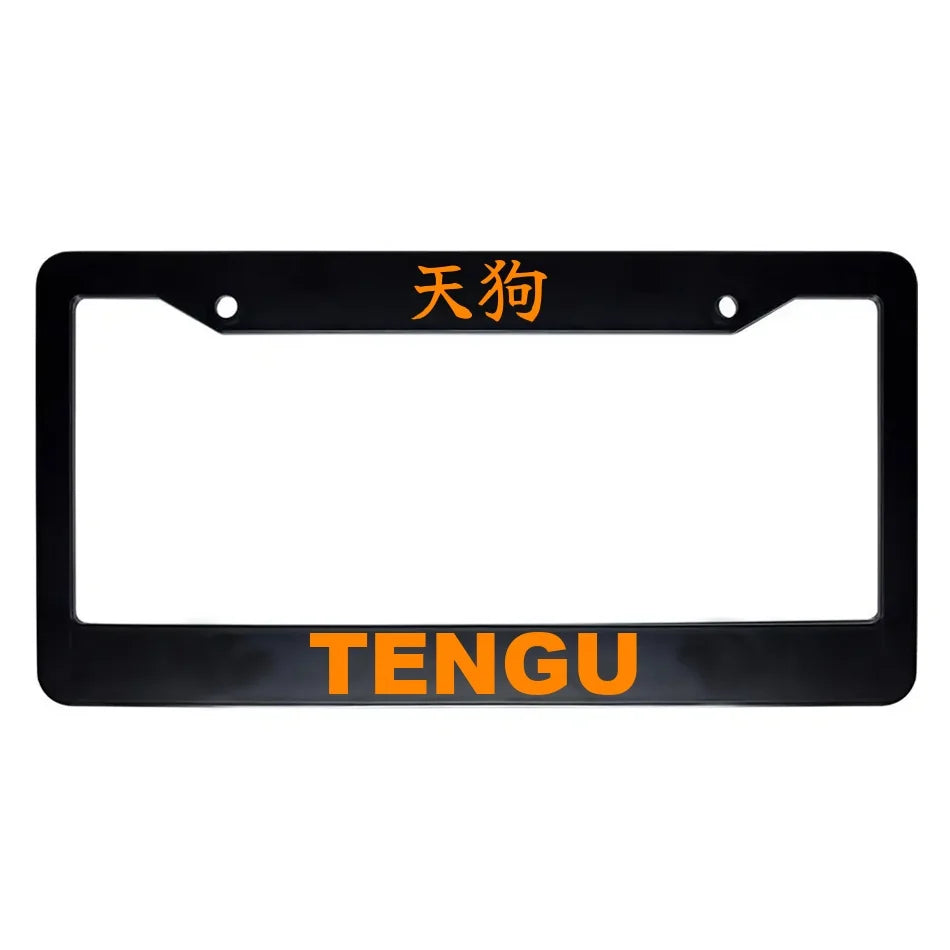 Tengu ABS Black Plastic Kanji Japanese License Plate Frame - Orange Text