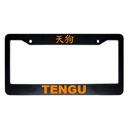 Tengu ABS Black Plastic Kanji Japanese License Plate Frame - Orange Text