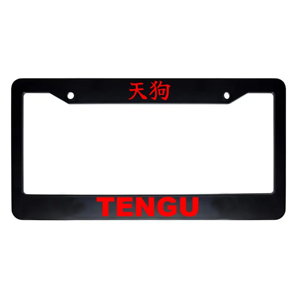 Tengu ABS Black Plastic Kanji Japanese License Plate Frame - Red Text