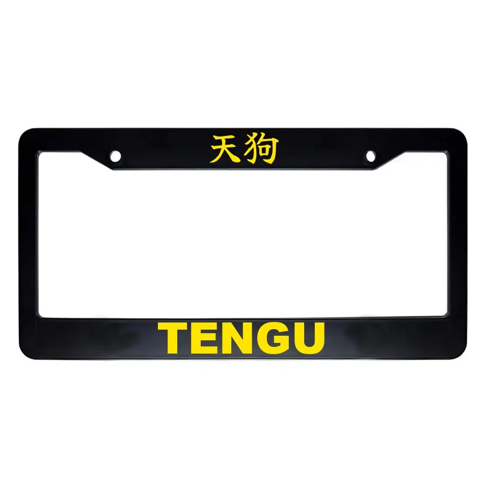 Tengu ABS Black Plastic Kanji Japanese License Plate Frame - Yellow Text