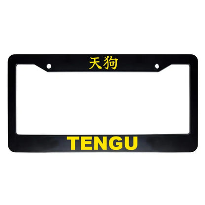 Tengu ABS Black Plastic Kanji Japanese License Plate Frame - Yellow Text