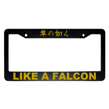 Like a Falcon ABS Black Plastic Kanji Japanese License Plate Frame - Gold Text