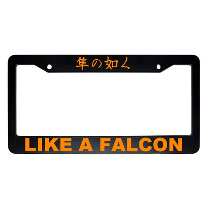Like a Falcon ABS Black Plastic Kanji Japanese License Plate Frame - Orange Text