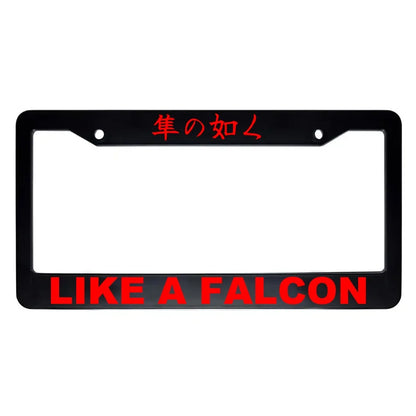 Like a Falcon ABS Black Plastic Kanji Japanese License Plate Frame - Red Text