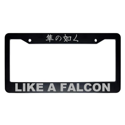 Like a Falcon ABS Black Plastic Kanji Japanese License Plate Frame - Silver Text