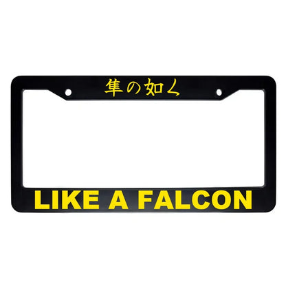 Like a Falcon ABS Black Plastic Kanji Japanese License Plate Frame - Yellow Text