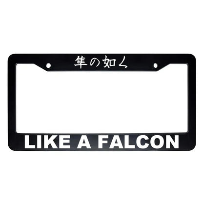 Like a Falcon ABS Black Plastic Kanji Japanese License Plate Frame - White Text