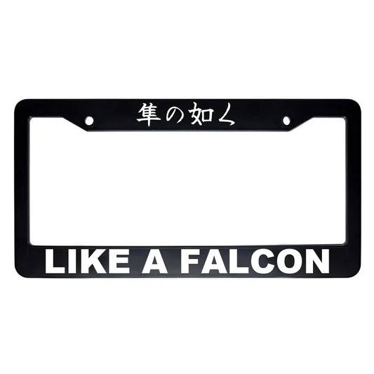 Like a Falcon ABS Black Plastic Kanji Japanese License Plate Frame - White Text